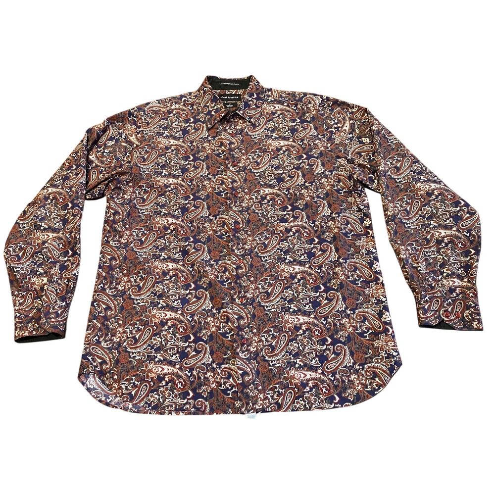 Paul Fredrick LT Classic Fit Paisley Long Sleeve Shirt 100% Cotton